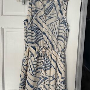 GAP Blue and Cream Geometric Midi Dress